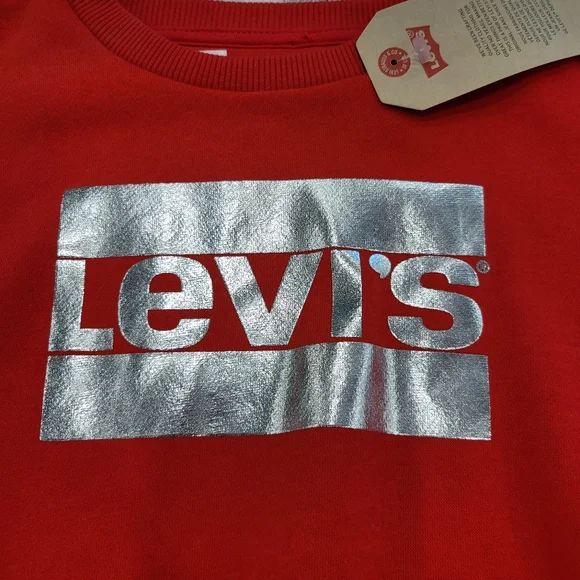 NWT Levi's Kid's Sweatshirt, Red With Shiny Logo Size 4 - Picture 2 of 6
